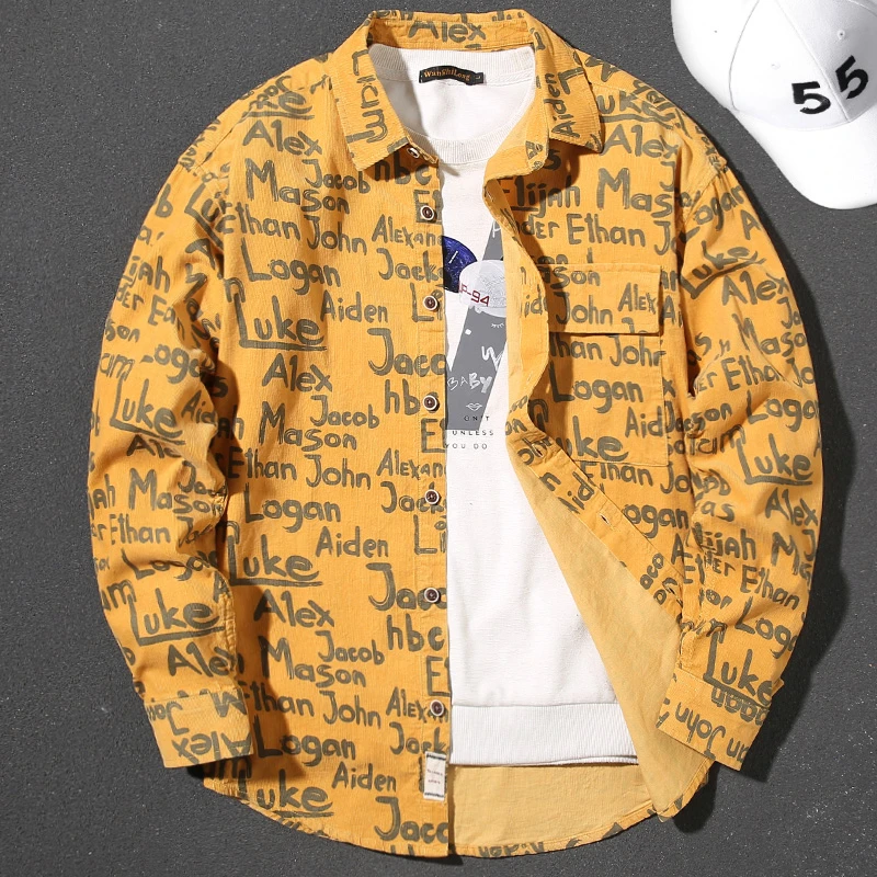 U&PURA2025秋季新款纯棉衬衣男宽松满印衬衫休闲外套潮美式高端时