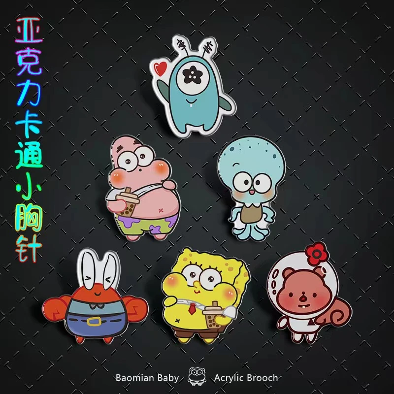 非金属胸针 海绵宝宝胸针外出小众徽章可爱卡通设计学生创意配饰