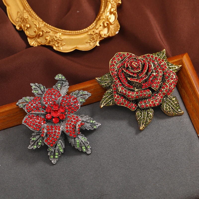 合金胸针 复古重工浪漫花朵胸针时尚荆棘玫瑰国风胸花中古宫廷风