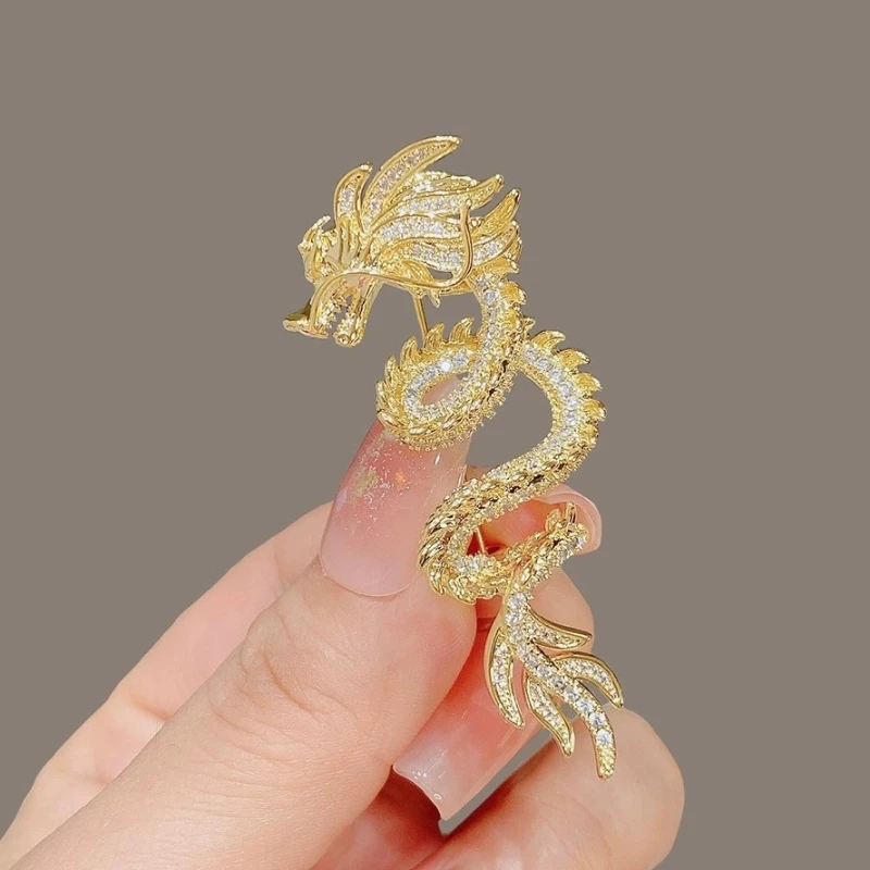 铜合金胸针 轻奢中国风生肖吉祥龙胸针精致高档别针优雅素款胸花