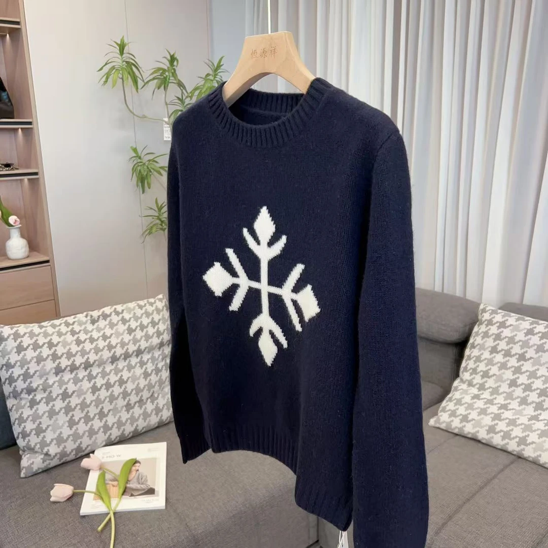 【美姐说】雪花圆领羊毛衫6892