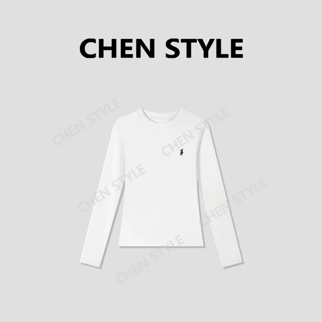 楚楚君~【轻肤感】T98170净版加磨毛刺绣长袖T恤