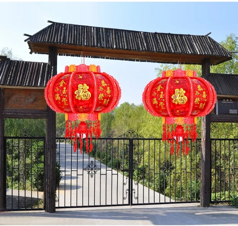 (一对2个)【水立方】豪华七彩流水旋转走马灯春节元旦阳台大门灯笼