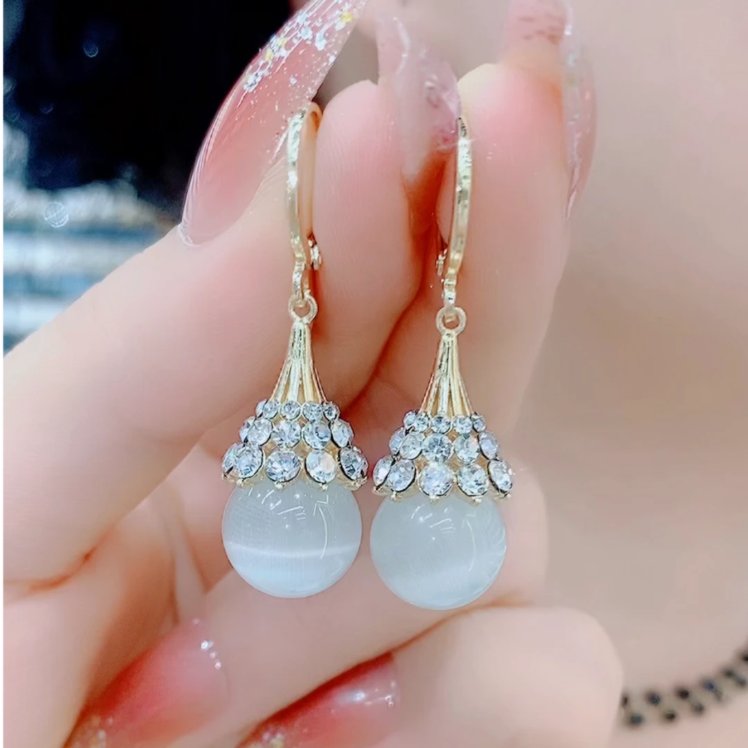 铜合金合成锆石耳饰 5414珠珠耳环