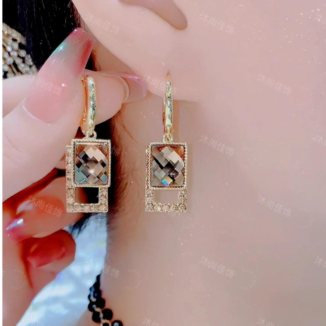 铜合金仿水晶耳饰 209爆款美拉徳时尚轻奢复古百搭耳扣耳环气质