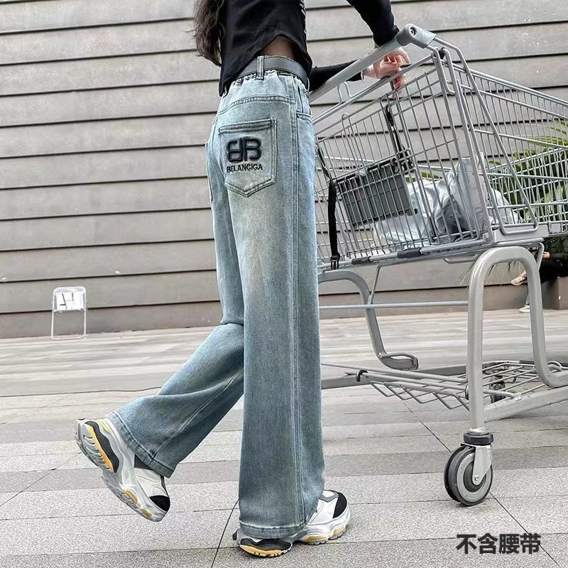 女童牛仔裤2024春装新款中大童阔腿春秋洋气直筒裤子宝藏衣橱上新