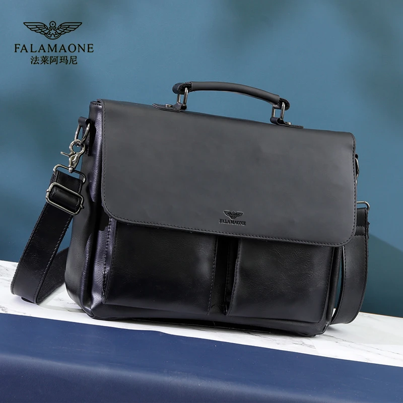 FALAMAONE/法莱阿玛尼正品男牛皮单肩斜跨背包款真皮奢侈品礼物