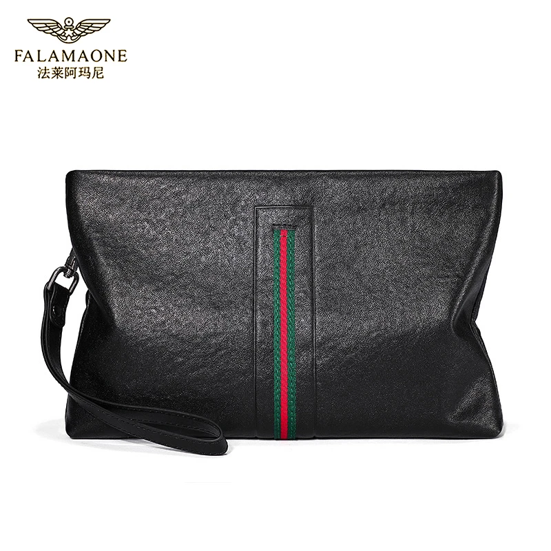 头层牛皮男士手拿包百搭时尚钱包潮流真皮信封夹包礼物送男友