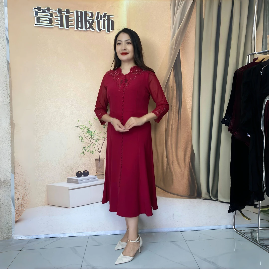 高端婚礼妈妈装时尚秋冬丈母娘年轻款礼服连衣裙高贵婚宴装11-6