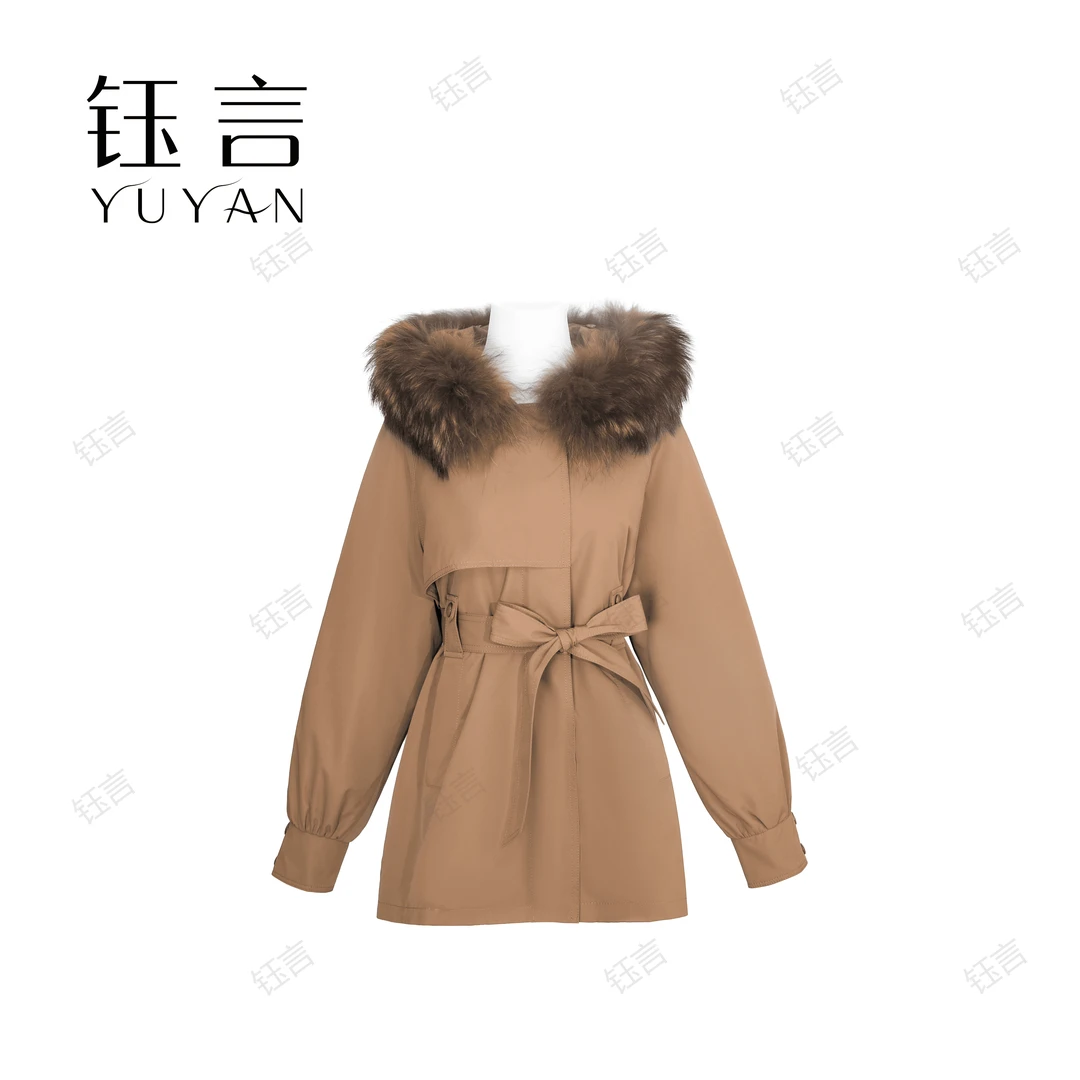 钰言【短款欧尼】2023年冬季新款女装派克服休闲连帽中长款加绒保暖