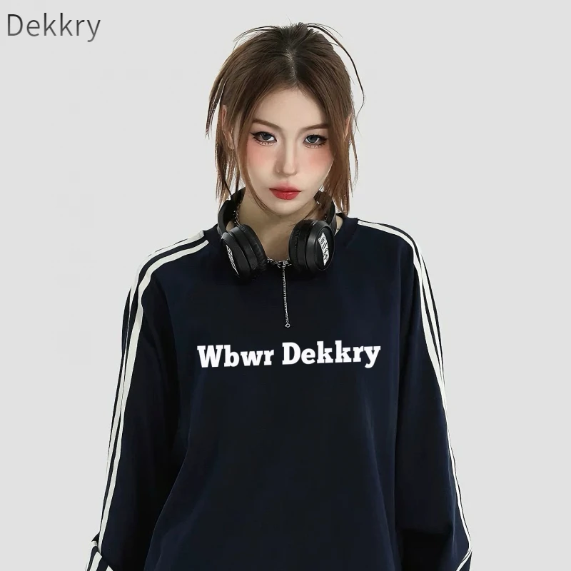 Dekkry美式ins潮牌重磅T恤圆领宽松男士春秋长袖休闲百搭情侣潮流