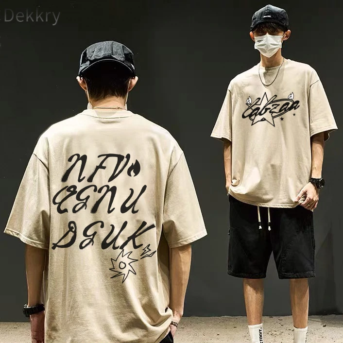 Dekkry众星环绕夏季美式印花趣味短袖重磅垂感高考毕业季休闲情侣