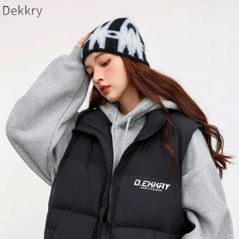 Dekkry美式痞帅休闲坎肩外套马甲短款户外情侣连帽保暖秋冬立领