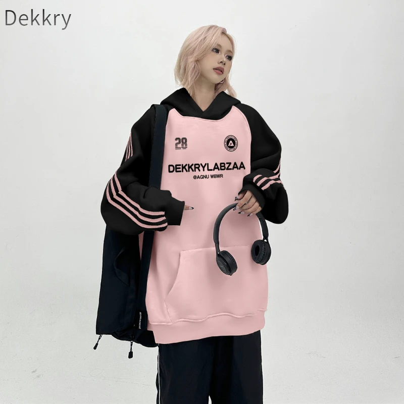 Dekkry美式高街情侣卫衣男春秋长袖休闲情侣装连帽运动宽松加绒