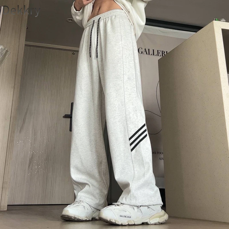 Dekkry宽松休闲裤男士夏季春秋薄款垂感ins宽松直筒运动针织时尚