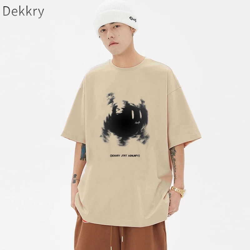 Dekkry暗黑系潮牌抽象猫咪印花夏季男士战衣短袖T恤宽松半袖上衣