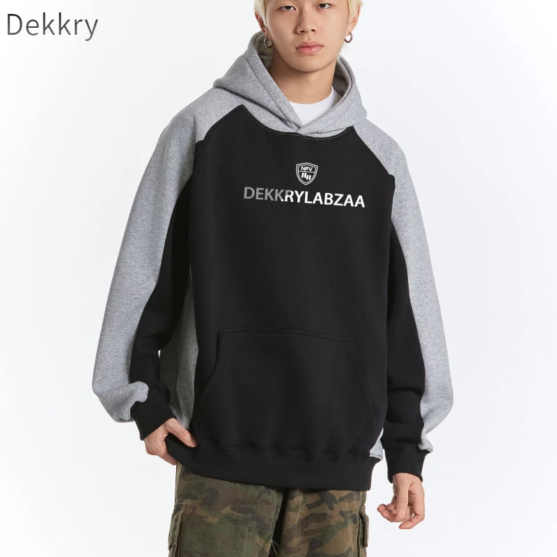 Dekkry美式高街情侣卫衣春秋宽松韩版长袖男士运动休闲黑色连帽