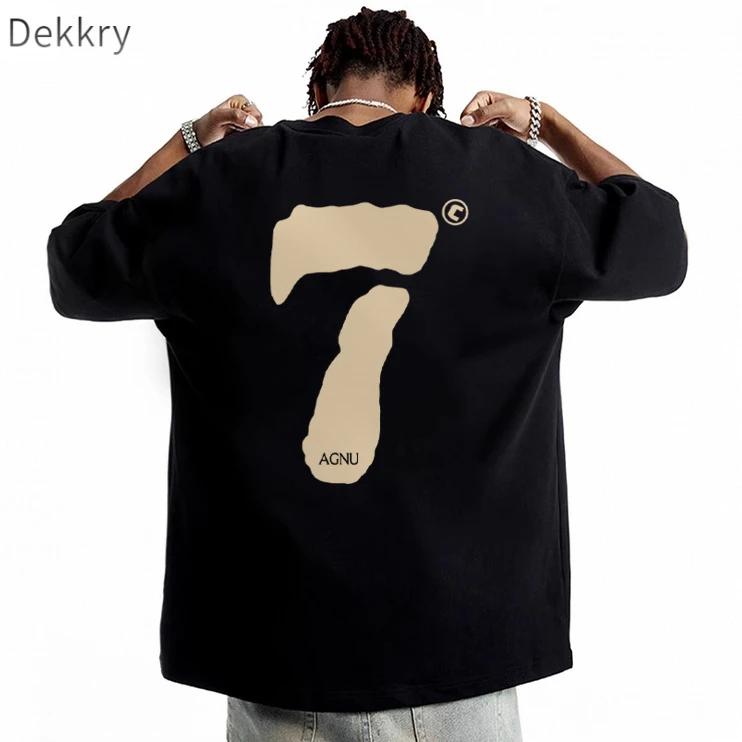 Dekkry国潮牌创意字母印花短袖t恤男夏季设计感百搭休闲重磅上衣