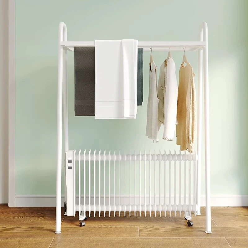 简易晾衣架踢脚线取暖器烘衣架油汀烘干专用卧室内落地凉晒挂衣架