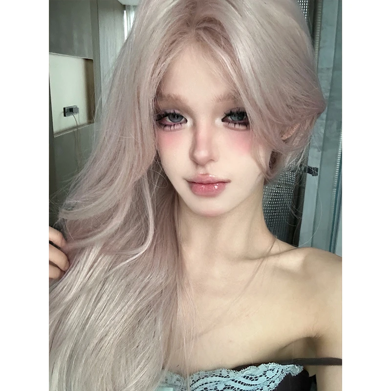【迷失莫奈】小额蕾丝梦幻粉自然蓬松气质假发女减龄整顶假发xx