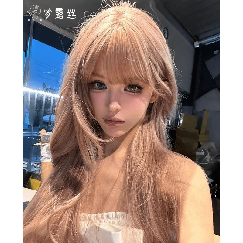 小圆-【厄瓜多尔玫瑰】温柔气质豆沙粉大波浪长卷发全头套自然假发