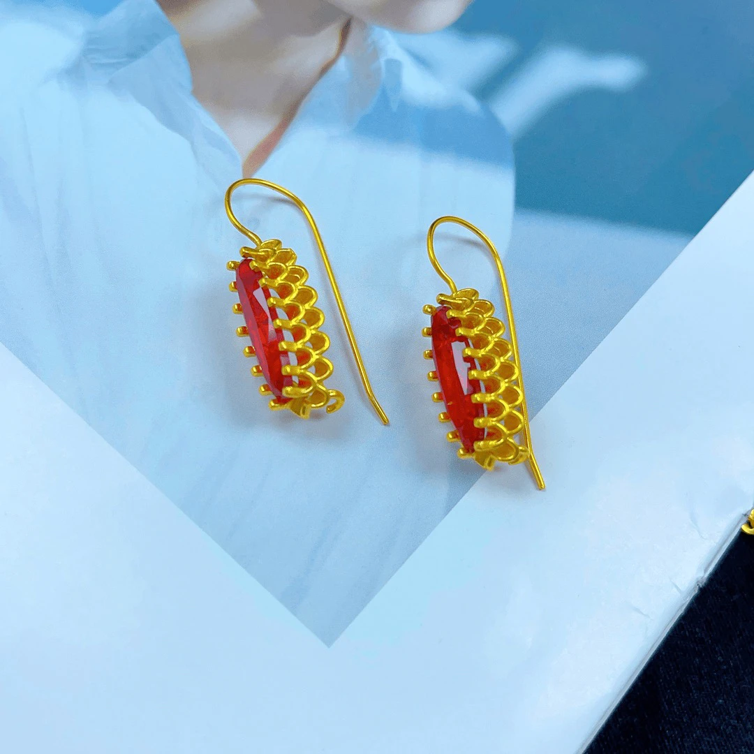 铜合金耳饰 16时尚复古民族风挂钩耳环百搭轻奢休闲款