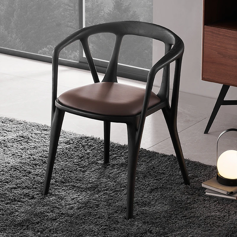 树杈椅中古风北欧白蜡木实木烟熏色胡桃木色设计师艺术餐椅茶台椅