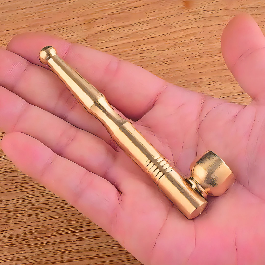 【老黄铜器】黄铜烟杠过滤器可清洗循环使用复古风创意长度10厘米