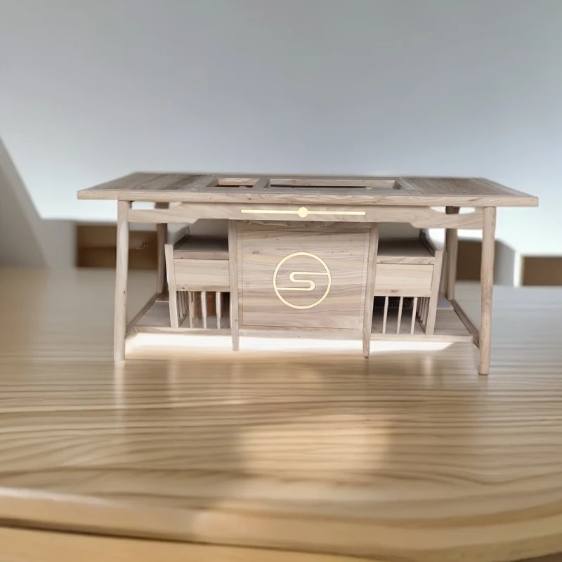 新中式北方老榆木湿泡茶台