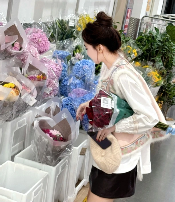 【金喜】2024丝毛水貂毛粉色无袖新中式马甲