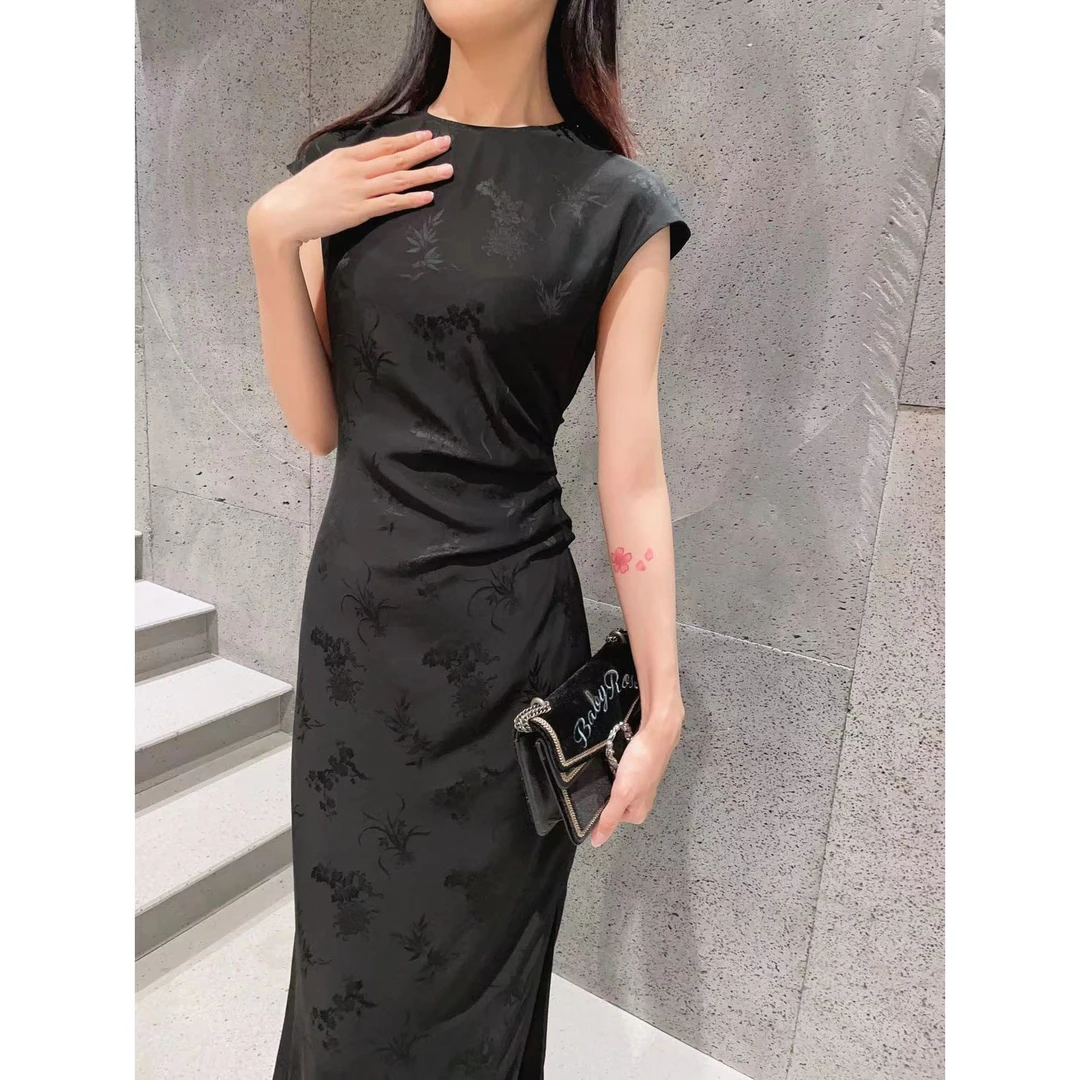 M1790如幻大千 惊鸿一瞥!气质无袖黑色连衣裙裙长135款号HH192