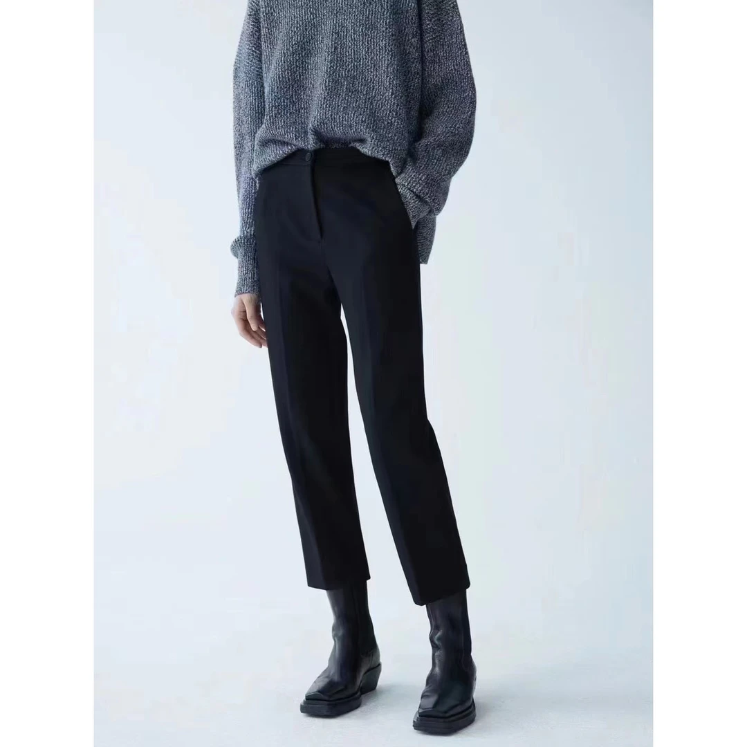 M1520 百搭显瘦黑色裤 裤长86 款号JM9368