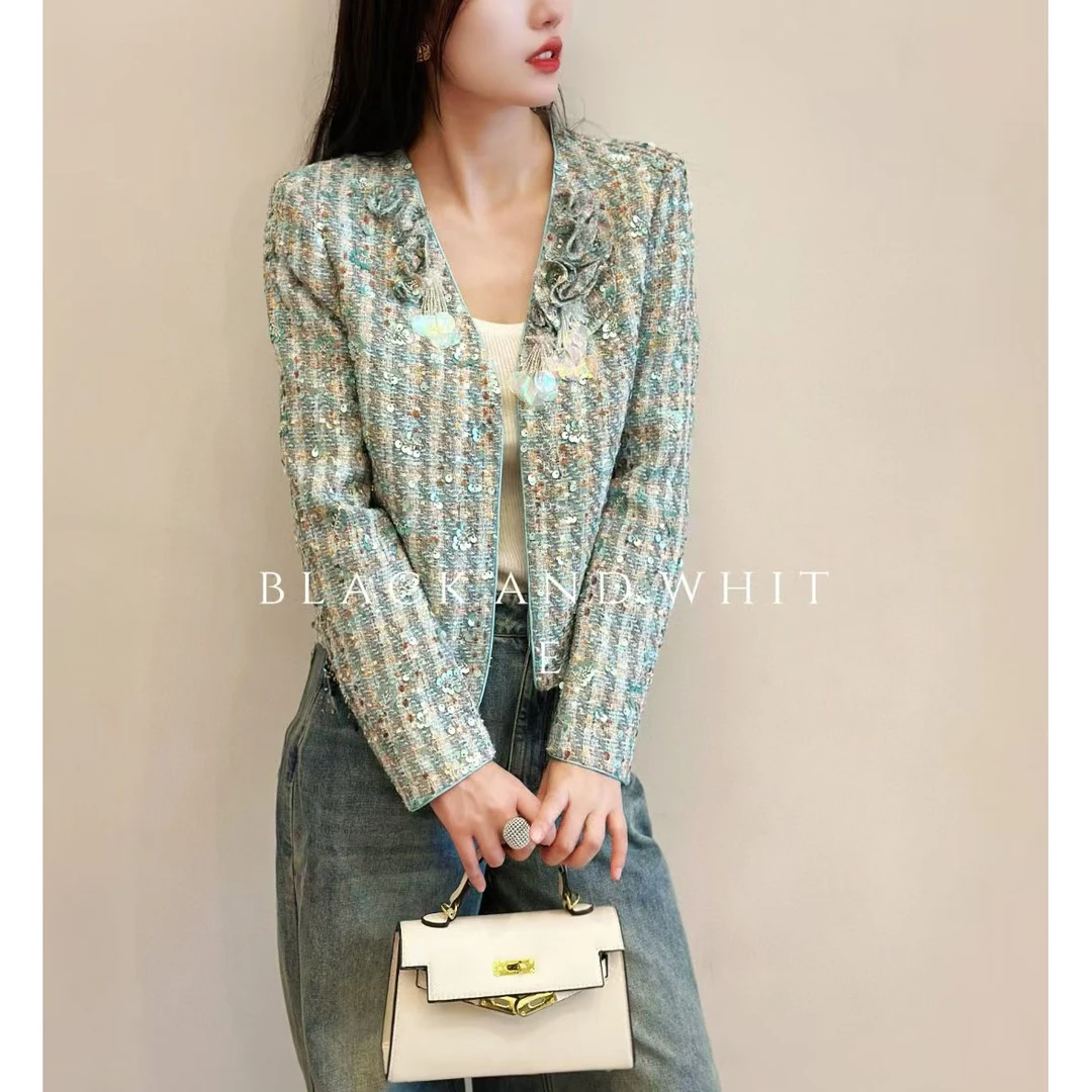 M2050！惊艳时光系列 气质百搭蓝色小香外套 衣长50 款号S52547