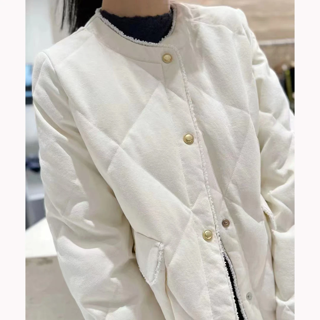 M1799气质百搭宽松双色羽绒服 衣长56款号ZZ4051