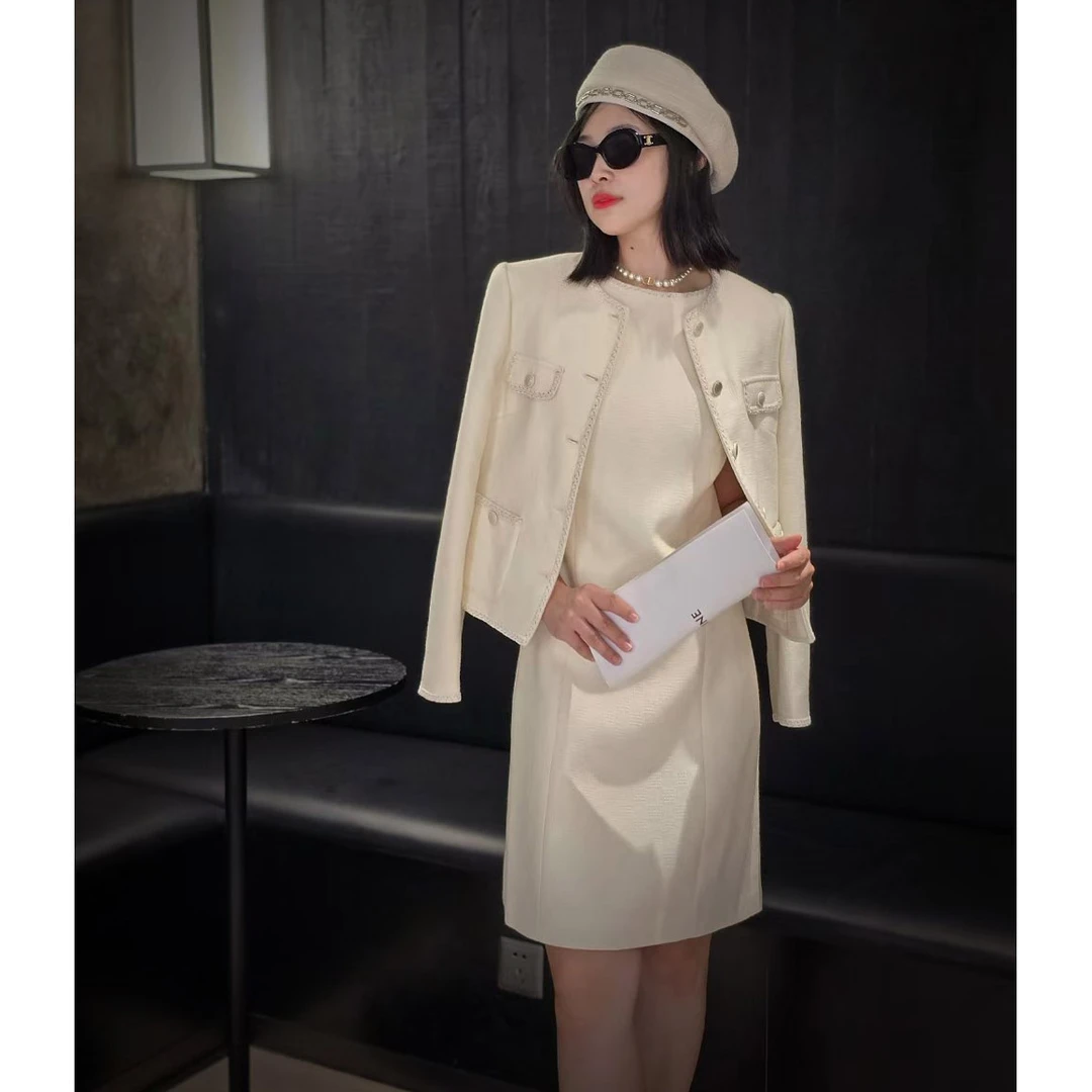 M1799 气质百搭外套+连衣裙两件套装   衣长49 裙长86 款号S58056