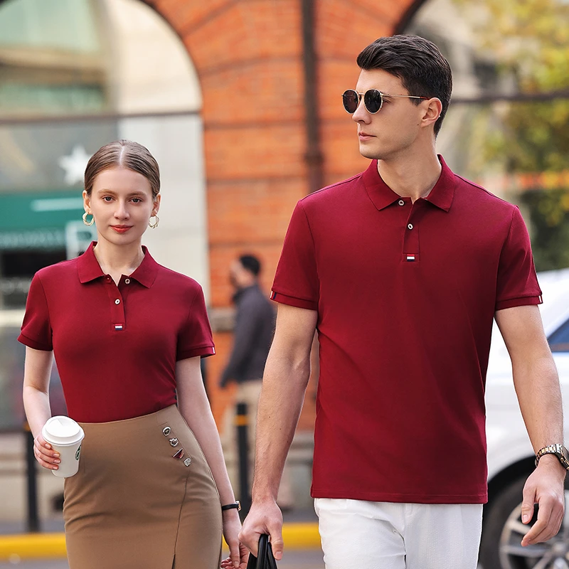 高端商务T恤时尚春夏纯色翻领百搭半袖企业男士服装定制polo衫