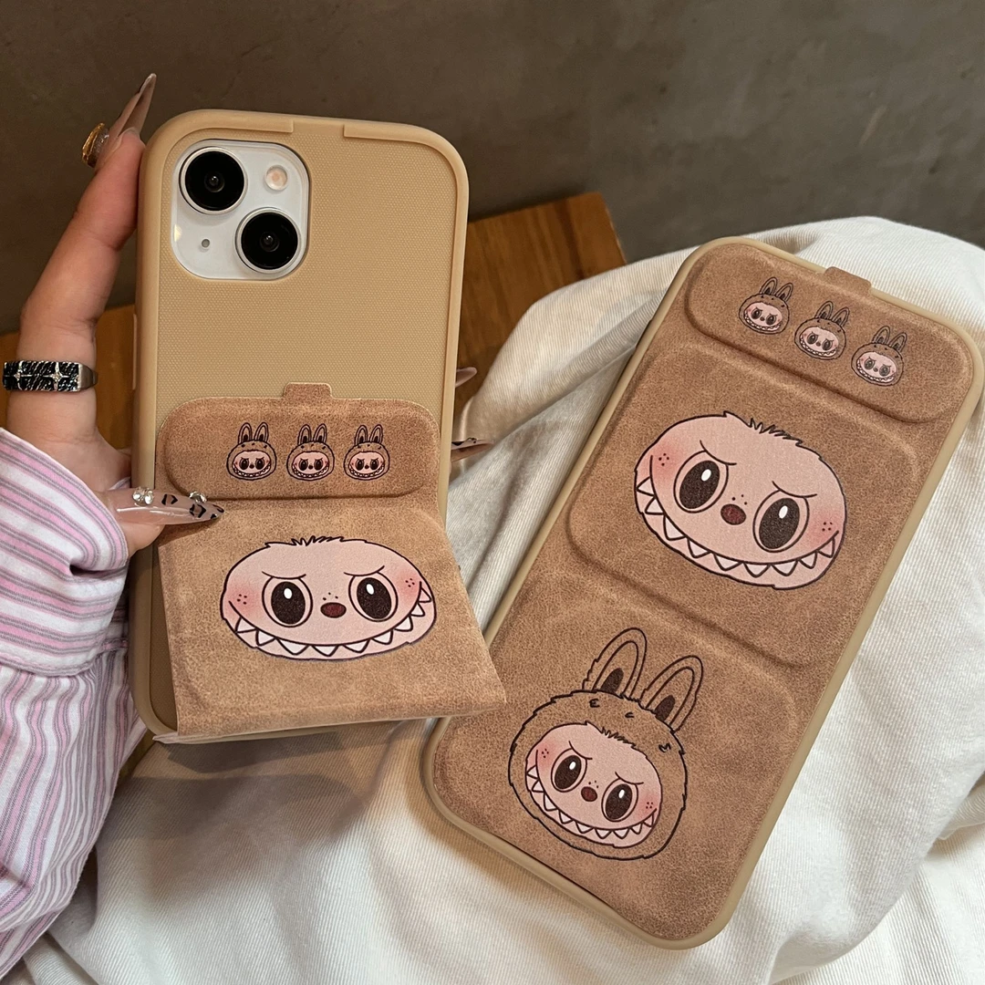 【苹果/华为】翻盖支架手机壳适用iphone16pro/15/14/13/12Labubu