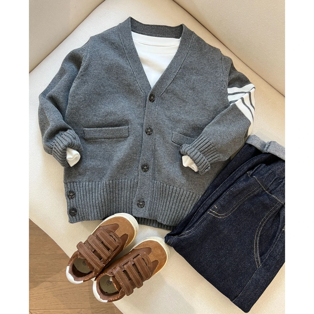 新款  开衫外套 男童女童童装青少年中大童纯棉毛衣