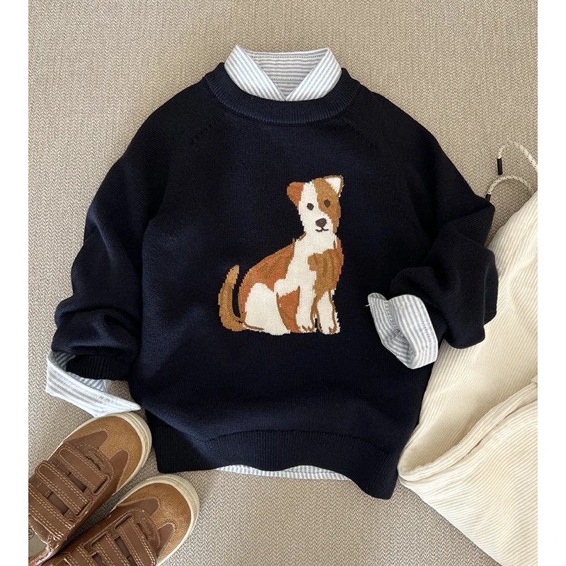 【手心外贸】法系高端 绵羊毛提花毛衣 帅气百搭针织衫儿童男童装