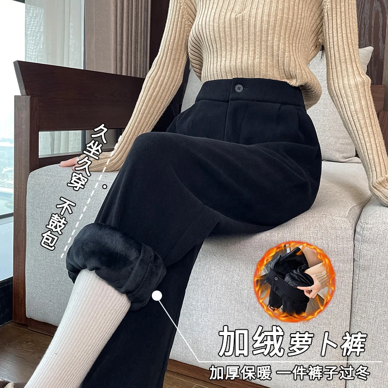 雪尼尔萝卜裤女秋冬加绒裤子2025新款爆款加厚灯笼休闲运动卫裤女