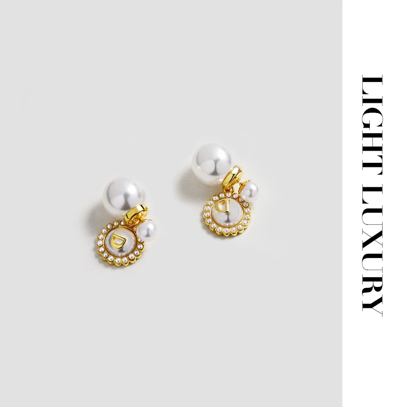 铜合金仿珍珠耳饰 0551364迪家耳钉小香风 耳环女 轻奢设计感