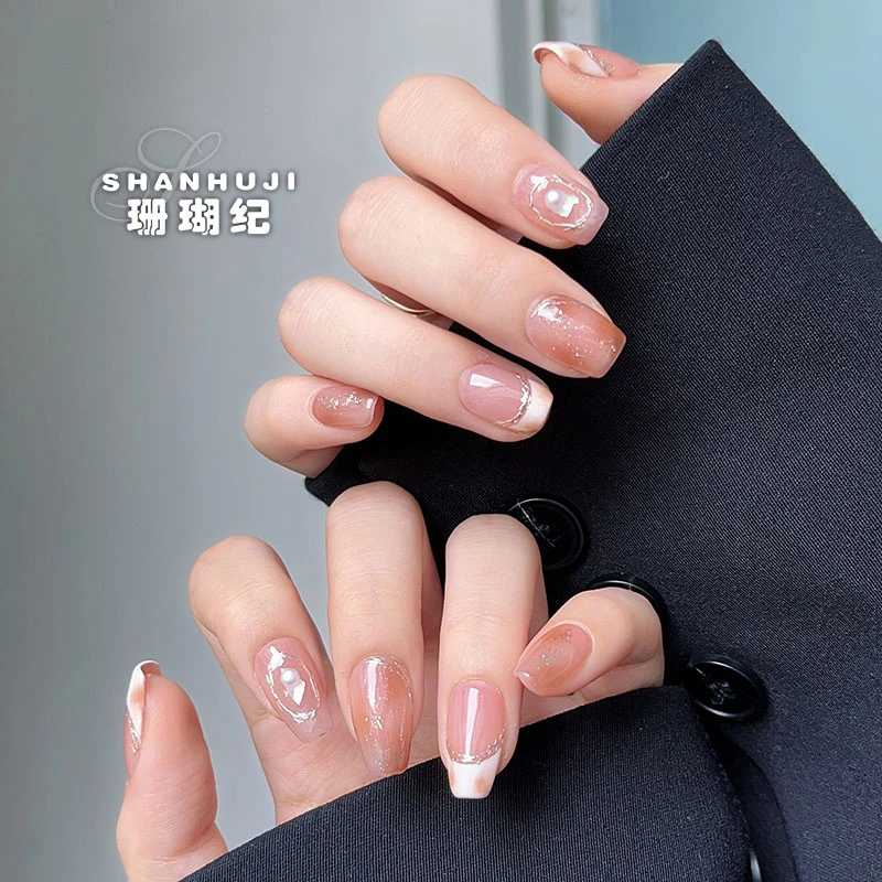 【美拉德】珊瑚纪夏日显白美甲气质简约温柔秋冬贝母片ins穿戴甲