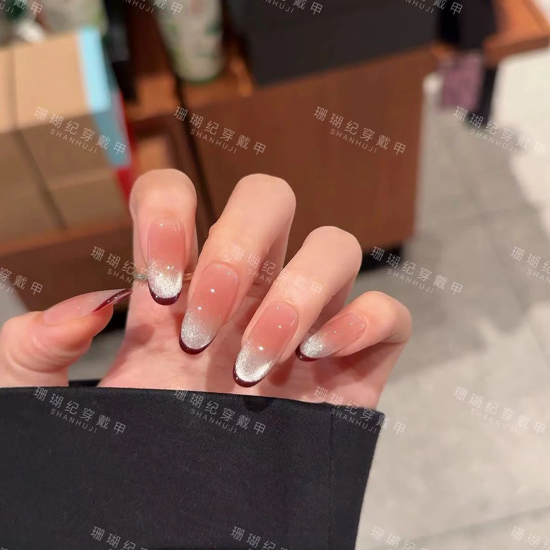 【浮光暮色】珊瑚纪显白美甲气质猫眼冰透温柔纯手工穿戴甲