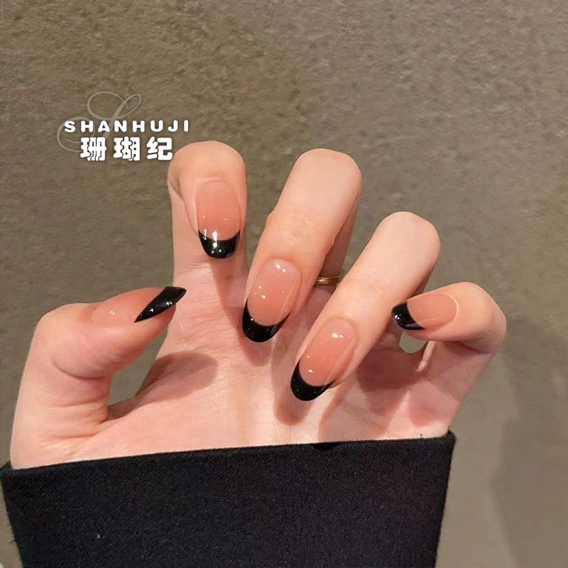 【黑法假日】珊瑚纪显白美甲法式气质简约冰透温柔纯手工穿戴甲