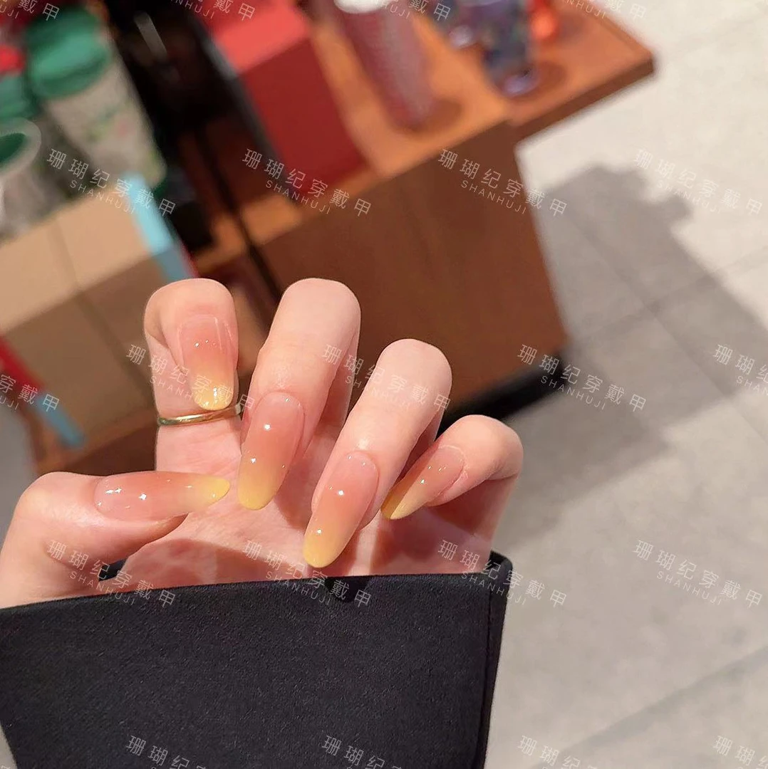 【杨枝甘露】珊瑚纪显白高级美甲渐变气质温柔纯手工穿戴甲