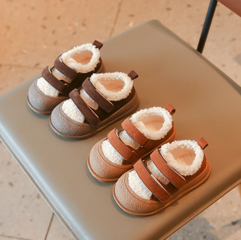 冬季童鞋2024新款女宝时尚休闲复古勃肯毛毛鞋魔术贴男童洋气棉鞋