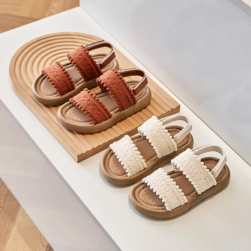 女童凉鞋2025新款儿童小香风露趾软底休闲鞋小女孩洋气防滑沙滩鞋