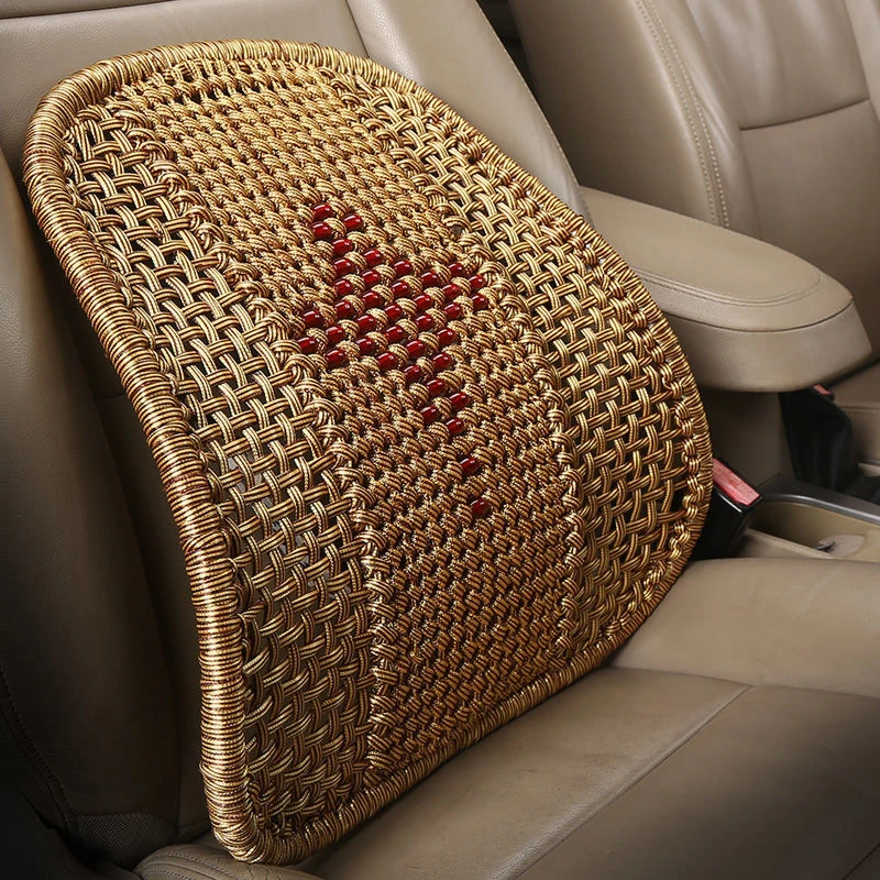 加粗外框车用腰靠腰枕夏季透气手编汽车靠背办公室电脑座椅护腰垫