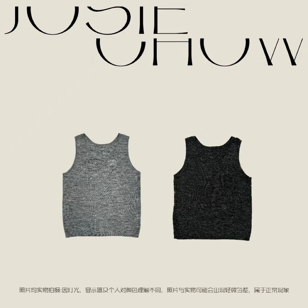 JOSIE CHOW【麻花灰/黑色/杏色】麻料混纺吊带背心。JC751130