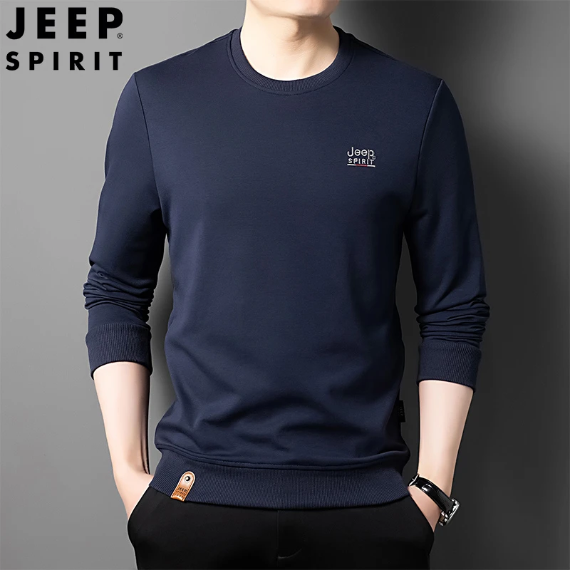 JEEP SPIRIT卫衣男春秋新款男士长袖T恤宽松男圆领卫衣休闲打底衫